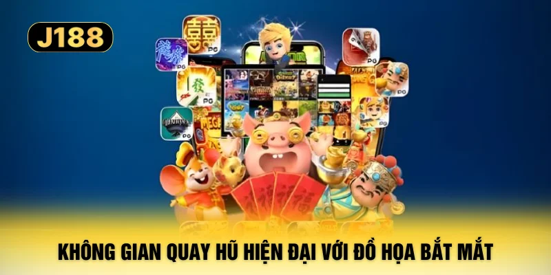 Không gian quay hũ hiện đại với đồ họa bắt mắt